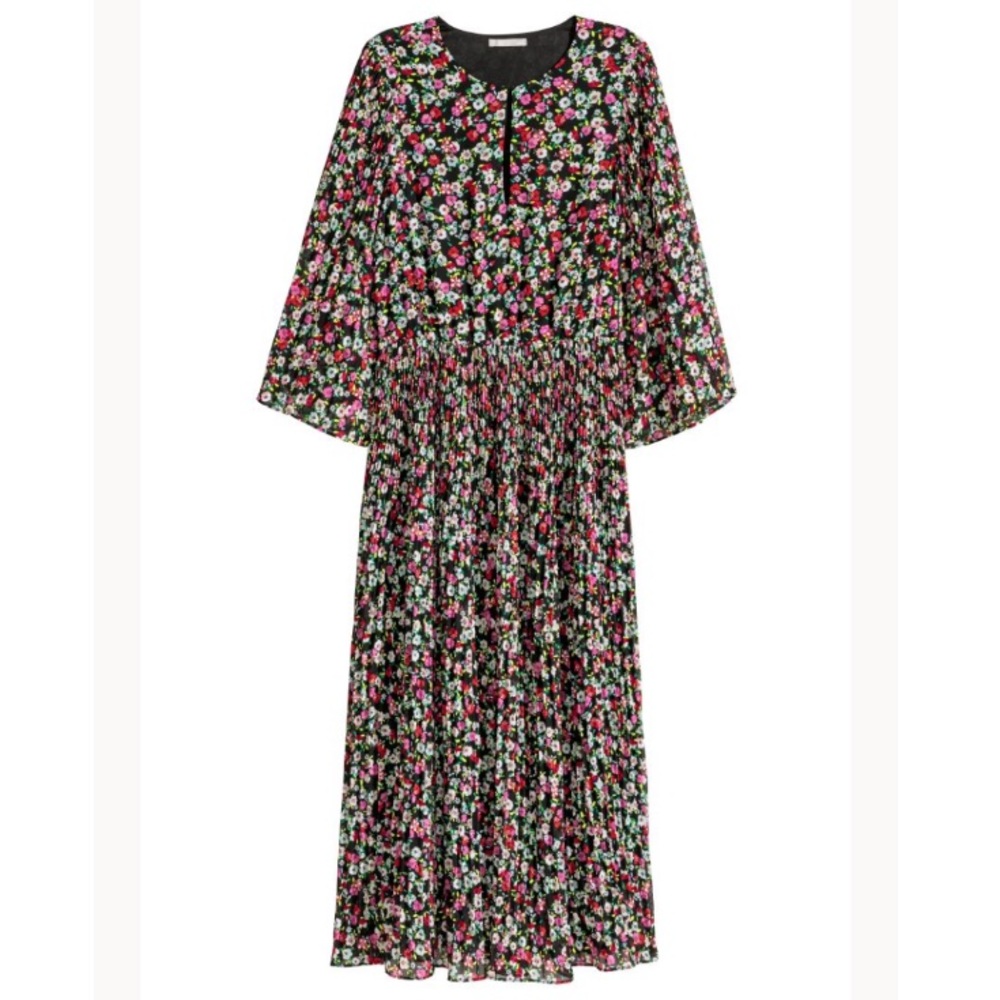 H&M pleated floral midi dress